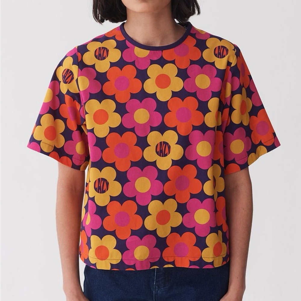 Lazy Oaf Retro Flower Power Boxy Tee Top S